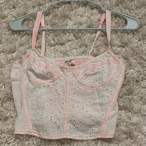 Free People: Pink Embroidered Women's Top